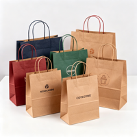 Sac en carton kraft recyclé avec poignée, logo personnalisé imprimé, faible MOQ, vente en gros, emballage pour le shopping