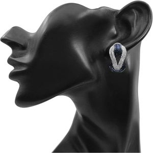 Ornaatis Intertwined <b>Huggie</b> Earrings 1.90 Cttw Round Cut White Blue Diamond 925 Sterling <b>Silver</b> Women's Everyday Wear - Product Image 4