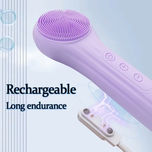 Silicone Ultrasonic Facial Cleanser <b>Brush</b> Rechargeable Waterproof Electric Hot Compress Massager USB <b>Powered</b> for Household Use - Product Image 4