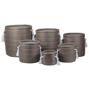 Cestino Rotondo in Tessuto Poliestere Marrone 1 Pezzo 45x40cm - Product Image 1