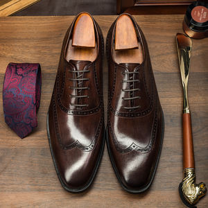 أحذية أكسفورد رجالية عالية الجودة من الجلد الطبيعي برباط وطرف مغلق مريحة للمكتب والعمل والزفاف - Product Image 3