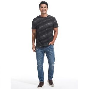 T-shirt élastique de haute qualité à col rond et coupe ajustée pour hommes T-shirt imprimé frais pour hommes - Product Image 1