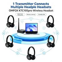Headset Mesh Broadcast Over-Ear Penjualan Panas, Headphone Sinkron Satu-ke-Banyak untuk Pengajaran, Pelatihan, Rapat, dan Penggunaan Komersial