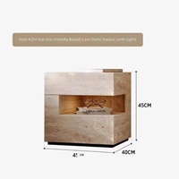 Table de chevet flottante naturelle avec éclairage intelligent, 2 tiroirs, écologique, pour appartement et salon/chambre