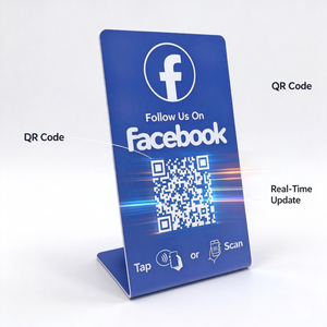 Support de table NFC pour carte de suivi <span class=keywords><strong>Facebook</strong></span>, panneau de médias sociaux sans contact en acrylique avec code QR, compatible ISO14443A CE RoHS NTAG215 - Product Image 1