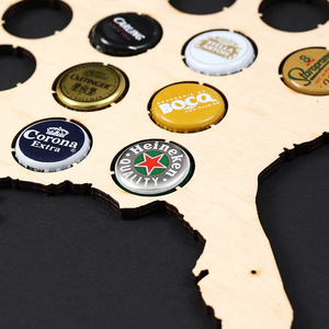 Decorazione da Parete Porta Tappi di Birra Mappa del Mondo in Legno per Collezione di Tappi di Birra Arte Murale in Legno - Product Image 6