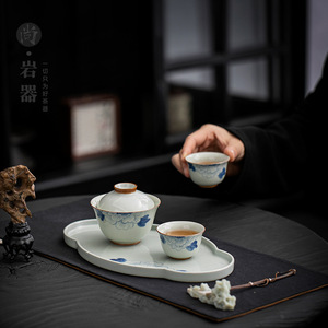 Retro Blue And White Porcelain Kung Fu <b>Tea</b> <b>Set</b> With Lid Small Ceramic Teapot Two <b>Cups</b> <b>Tea</b> Tray For Home Use And Entertaining - Product Image 3