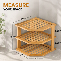 Étagère d'angle 3 niveaux en bambou pour cuisine, meuble de rangement gain de place pour bols, assiettes et ustensiles