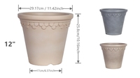 Pots de fleurs YUNCHENG PE durables au design moderne et minimaliste, pour intérieur/extérieur, avec trou de drainage, moulage par soufflage, 9-15 pouces