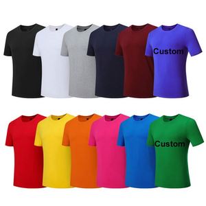 T-shirt en coton pur 180 g/m² de haute qualité avec impression de logo personnalisé, col rond, pour l'été, course à pied, entraînement, séchage rapide, respirant - Product Image 1