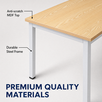 Bureau d'ordinateur moderne et minimaliste pour salon, avec structure métallique et plateau en bois, idéal pour les petits espaces, bureau à domicile, table d'étude, bureau PC