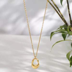 2024 New 925 Silver Material High-end Temperament Gold Oval Hollow <strong>Pendant</strong> <strong>Necklace</strong> - Product Image 3