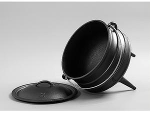 หม้อดัตช์โอเว่นเหล็กหล่อสามขา ฝาปิดขนาดใหญ่ หม้อพ็อตจี้แบบแอฟริกัน หลายขนาด อุปกรณ์ทำอาหารสำหรับตั้งแคมป์และกิจกรรมกลางแจ้ง ทำจากโลหะ ให้ความร้อนได้ดีเยี่ยม - Product Image 6