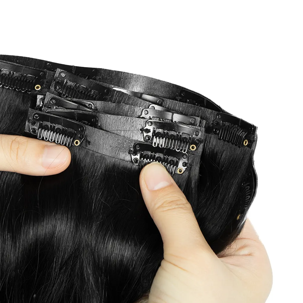 Wholesale 100% Human Hair Clip Ins Hair Extension Raw Brazilian One Piece Seamless Clip In Hair Extensions