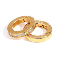 Vente en gros de fermoirs plats ronds en acier inoxydable plaqué or avec zircon pour la fabrication de colliers de bijoux