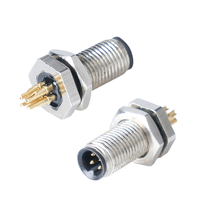 Connecteur de capteur M12 à codage A, 3, 4, 5 ou 8 broches, mâle, à bride, étanche IP67, pour montage sur panneau arrière