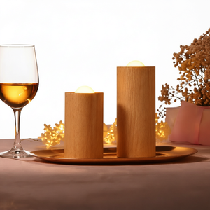 Lampe de table moderne en bois à LED, lumière de nuit, blanc chaud, sans flamme, pour la décoration de la maison - Product Image 1