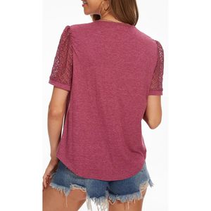 Top de manga abullonada para mujer, camisa informal de moda de verano de manga corta con cuello cuadrado de color sólido - Product Image 6
