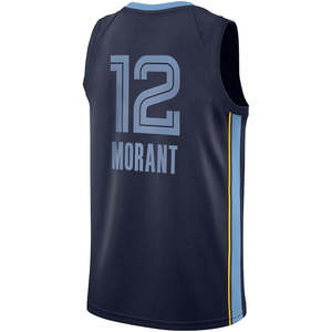 Jersey basket pria Memphis #12 Ja Morant-kemeja bordir edisi kota pakaian olahraga dengan logo - Product Image 2