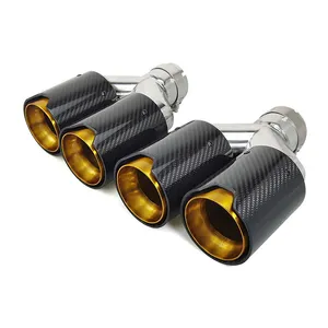 BWM系列金色汽车消音器管排气尖端y型双M性能碳纤维排气尖端