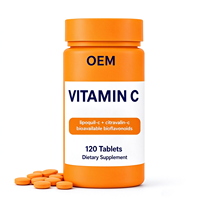 Comprimés de Vitamine C en Gros OEM, 120 Unités avec Bioflavonoïdes, Complément Alimentaire