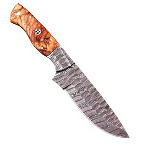 Couteau à lame pointue en acier Damas artisanal avec manche en bois pour la chasse, lames en acier Damas à vendre - Product Image 1