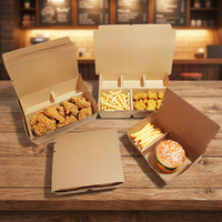 Vente en gros récipient de stockage des aliments boîte à lunch jetable à emporter restauration rapide déjeuner boîtes en papier kraft avec compartiments