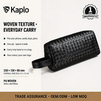 Pochette de toilette en cuir PU tissé avec sangle de transport et fermeture éclair, grande capacité, pour femmes et hommes