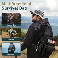 Sac bandoulière de survie noir et rouge OEM en gros, kit d'équipement d'urgence multifonctionnel, outil d'évasion pour le camping et la randonnée