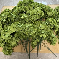 5 Tangkai Bunga Hydrangea Hijau Terlaris, Rangkaian Bunga Sutra, Hydrangea Hijau Tua untuk Pernikahan