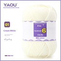 Benang bayi 6 lapis ramah kulit bahan katun susu tebal Medium DIY untuk syal rajut topi selimut boneka