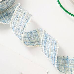 Handmade 3.8cm X 10yard Polyester Pearl <b>Ribbon</b> Christmas Tree Decoration Gift Packaging Eco-Friendly Durable Birthday Hair - Product Image 5