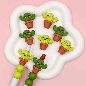 Cuentas de silicona 3D con forma de cactus para hacer pulseras, redondas, con forma de dibujos animados, de calidad alimentaria, accesorios para bricolaje. - Product Image 4