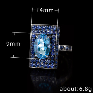 Anello Unisex Quadrato Largo Blu, Accessorio Moda per Coppie, Regalo per Feste - Product Image 4