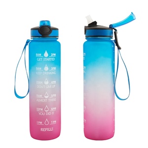 Filtro de paja de plástico personalizado para gimnasio, botella de agua con <span class=keywords><strong>marcador</strong></span> de tiempo para deportes, 500ml, 1L, 32 oz, 32 oz, sin BPA, Tritan - Product Image 4