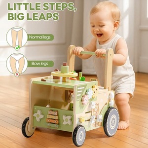 Trotteur en bois pour filles garçons 10 mois 1 an tout-petits apprentissage marcheurs poussette panier enfants - Product Image 6