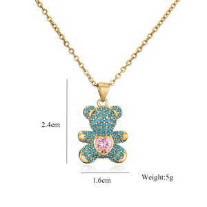 Offre Spéciale mignon ours en peluche pendentif collier 18K plaqué or laiton lien chaîne meilleur ami cadeaux d'anniversaire - Product Image 1