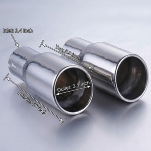Terminale di Scarico in Acciaio Inossidabile, Ingresso 2.4" e Uscita <span class=keywords><strong>3</strong></span>.1", a Doppia Parete, Svasato, Taglio a Lancia, Finitura a Specchio, Universale, con Morsetto, per Silenziatore - Product Image 3