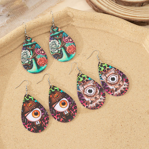 Pendientes de Gota con Estampado de Halloween y Navidad, Accesorios de Moda para Fiesta, Diseño de Calavera y Calabaza - Product Image 3