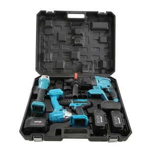 4Pcs 21V Điện Công Cụ Kit Set Với Không Dây Búa Khoan Cờ Lê Máy Mài Góc Có Thu Phí Khoan 4 Trong 1 Combo Kit Điện Công Cụ