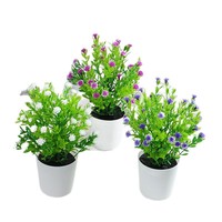Mini Ornements de Bonsaï Artificiels en Plastique, Petites Plantes Fraîches en Pot, Fleurs pour la Décoration de Table Basse ou de Bureau