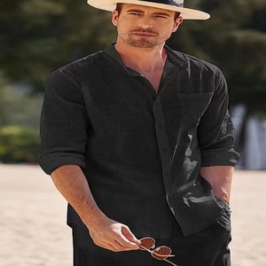 ชุดกีฬาฤดูร้อนปี 2025 ชุดลำลองชายหาดผู้ชาย เสื้อแขนยาว กางเกงขายาว ชุดทำงาน ชุดสองชิ้น - Product Image 5