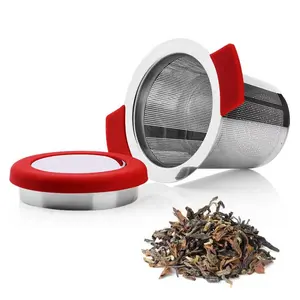 Logo personalizzato doppio manico maglia Fine colino da tè a fogli mobili/filtro/infusore per tè in acciaio inossidabile
