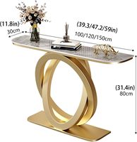 Table console étroite décorative en fer moderne avec plateau en dalle de roche 100CM-A, meuble de salon pour entrée et couloir de villa