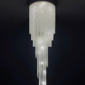 JYLIGHTING <span class=keywords><strong>Lustre</strong></span> suspendu long sur mesure en cristal de verre sinusoïdal hélicoïdal tourbillonnant pour escalier et plafond haut - Product Image 1