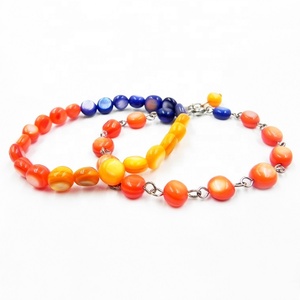 Pulsera de cuentas de collar de cuentas y pendientes con plana redonda cordón shell - Product Image 6