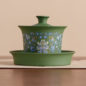 Bol à trois compartiments en argile violette avec couvercle, grande taille, style vintage, pour usage domestique, motif lotus, pour infuser le thé, emballage cadeau - Product Image 6