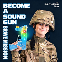 Hadiah Favorit Anak-Anak 2 in 1 Lampu Berkedip Suara EVA Soft Suction Dart Shooting Game Mainan Pistol Transparan