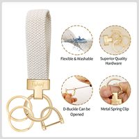 Porte-clés de voiture universel Anneau en D 3 porte-clés extensible en nylon tressé Porte-clés cool Starlight Accessoires d'intérieur pour femmes hommes