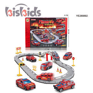 24 piezas 1:64 Die Cast Metal modelo coche ranura DIY coches de carreras juguetes camión de bomberos juguete montar pista de carreras para niños - Product Image 4
